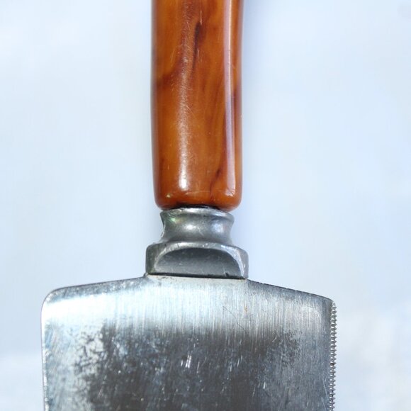 Vintage Cake Cutter Server Bakelite Handle Caramel Butterscotch No Markings 10" - Picture 6 of 8